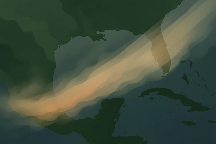 Illustration of How hazy the air is from dust and smoke over dark land and sea, from VIIRS (Suomi-NPP)