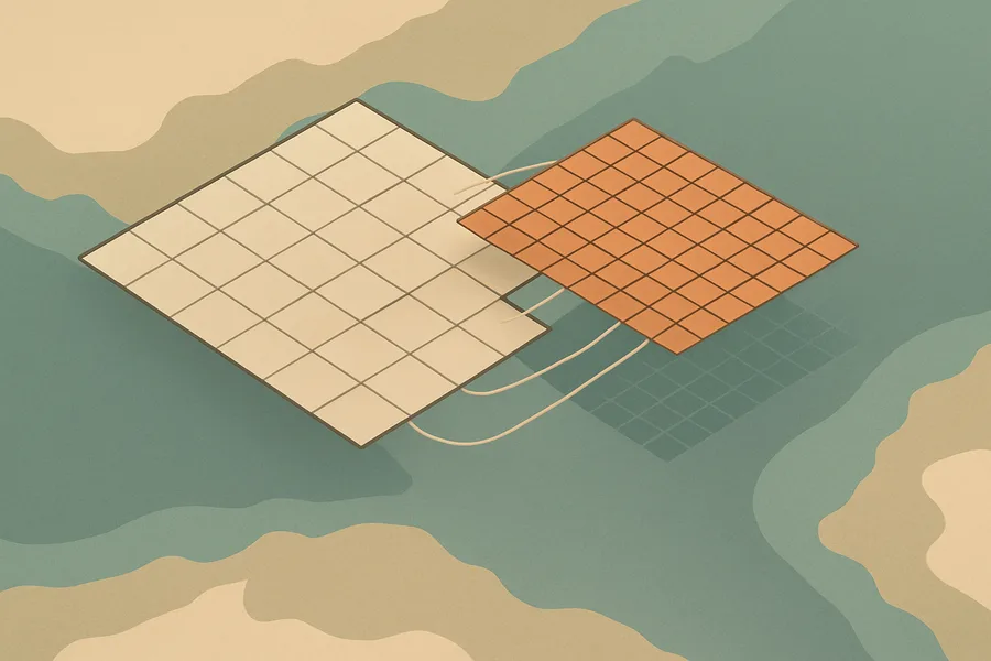 Illustration of Helper file lining up AIRS and MODIS pixels, from NASA's Aqua satellite