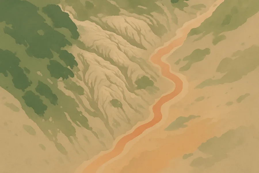 Illustration of True surface colours of the land, from NASA's ASTER sensor on the Terra satellite (15 m detail)