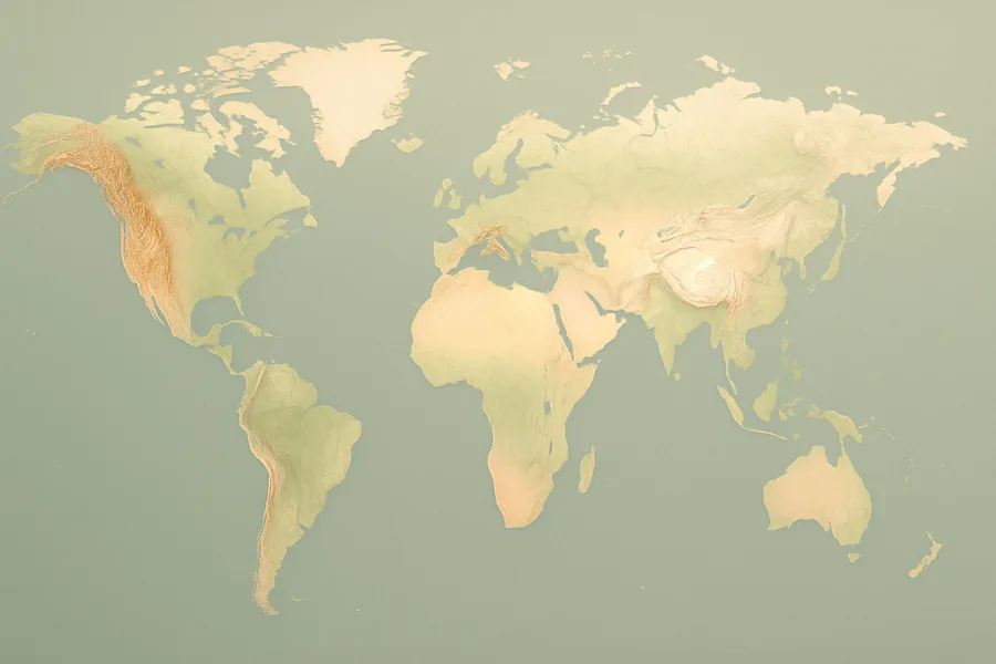 Illustration of Ground elevation map of the whole world, from NASA's ASTER sensor on the Terra satellite (~30 m detail)