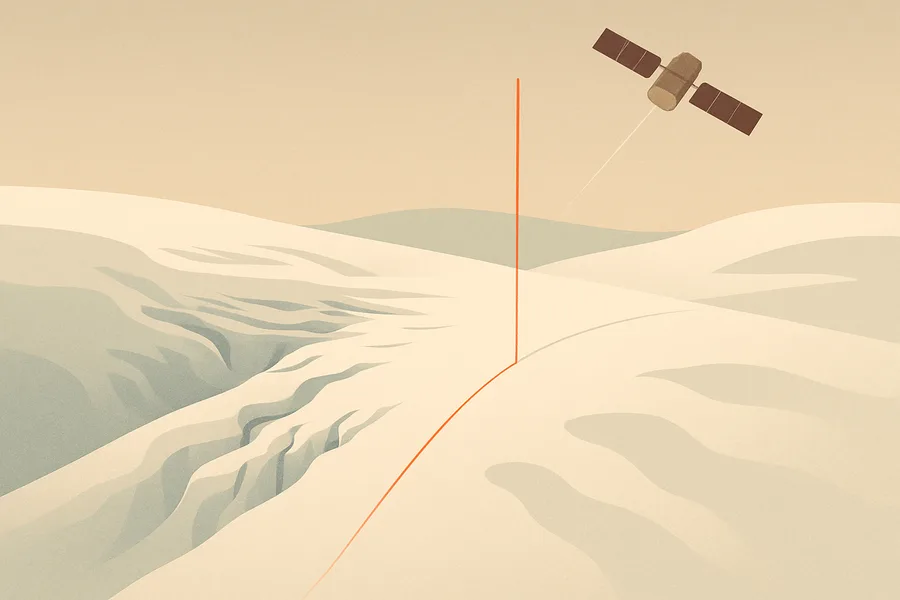 Illustration of Height of the ice-sheet surface measured by laser, from NASA's ICESat-2 satellite
