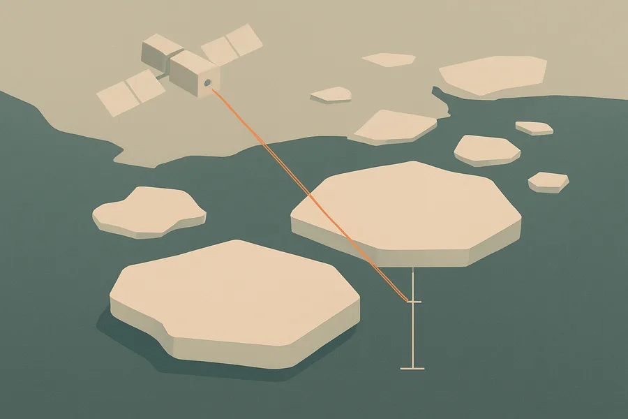 Illustration of How high sea ice floats above the water, by laser, from NASA's ICESat-2 satellite