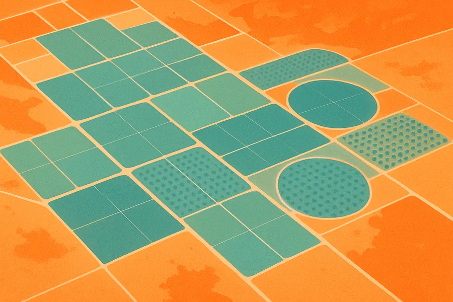 Illustration of How hot the land surface gets, from NASA's ECOSTRESS sensor on the Space Station (70 m detail)