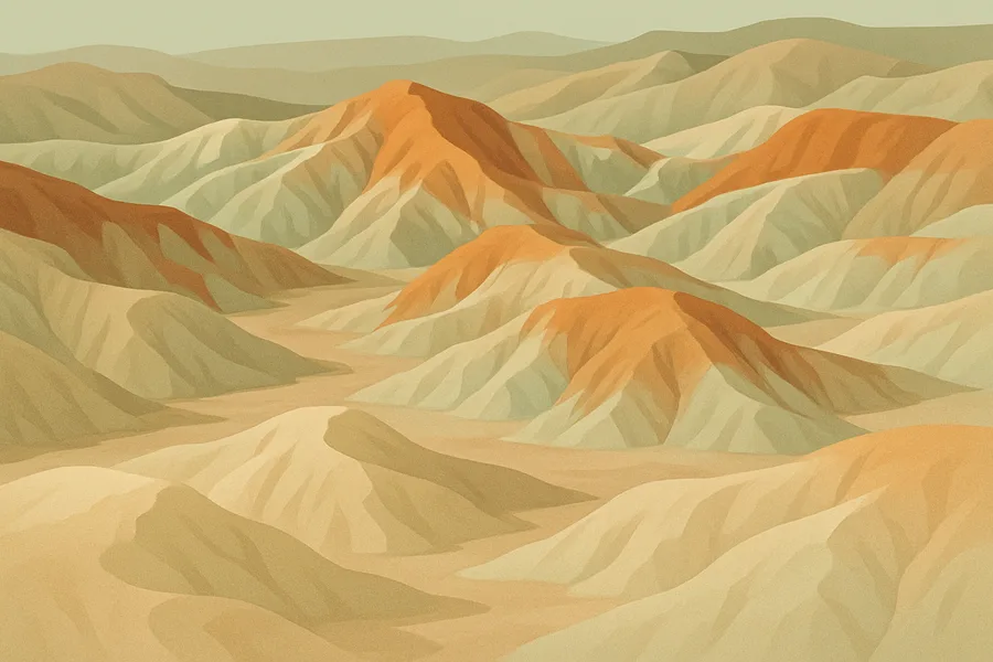 Illustration of Ultra-detailed surface colours for mapping minerals, from NASA's EMIT on the Space Station (60 m detail)