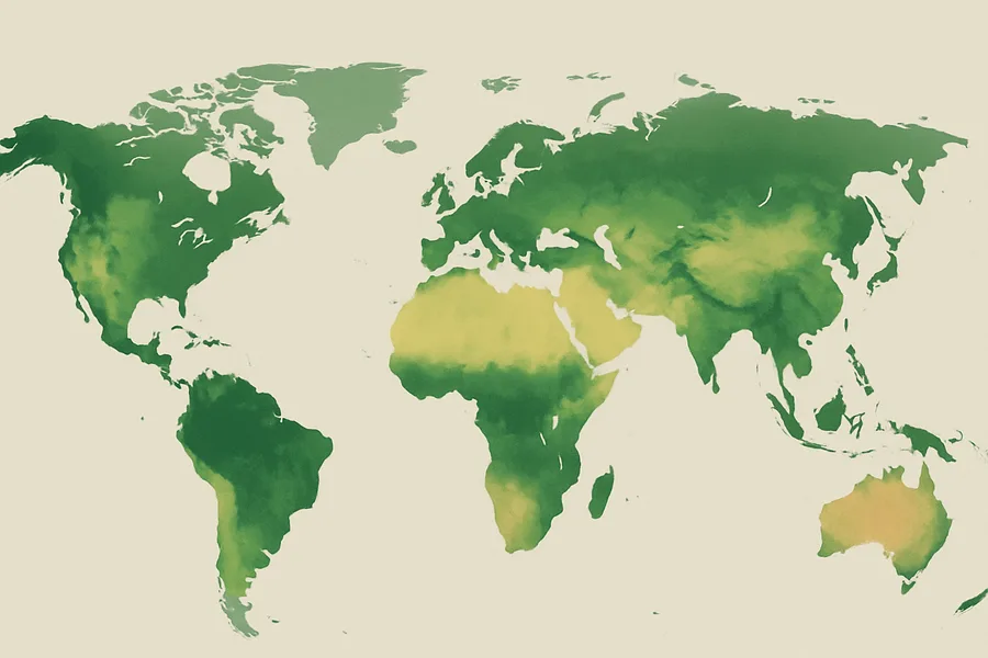 Illustration of How fast plants grow each day, from NASA's MODIS sensors on Terra and Aqua (0.05°)