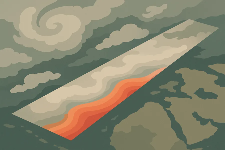 Illustration of Blended infrared and sounder view of the air, from NASA's VIIRS and CrIS on NOAA-20