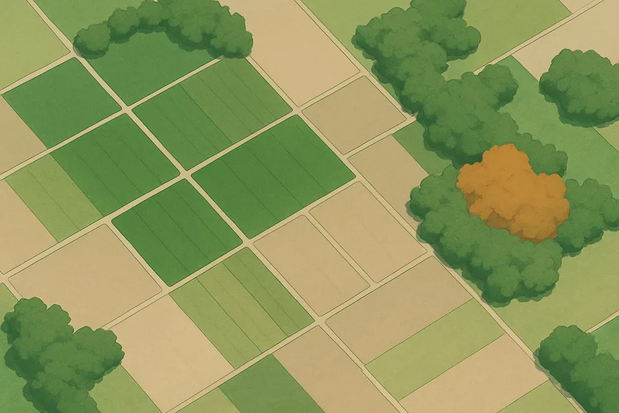 Illustration of How green the land is, daily, from NASA's Landsat 8 and 9 satellites (30 m detail)