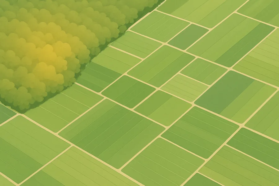 Illustration of How green the land is, daily, from ESA's Sentinel-2 satellites (30 m detail)
