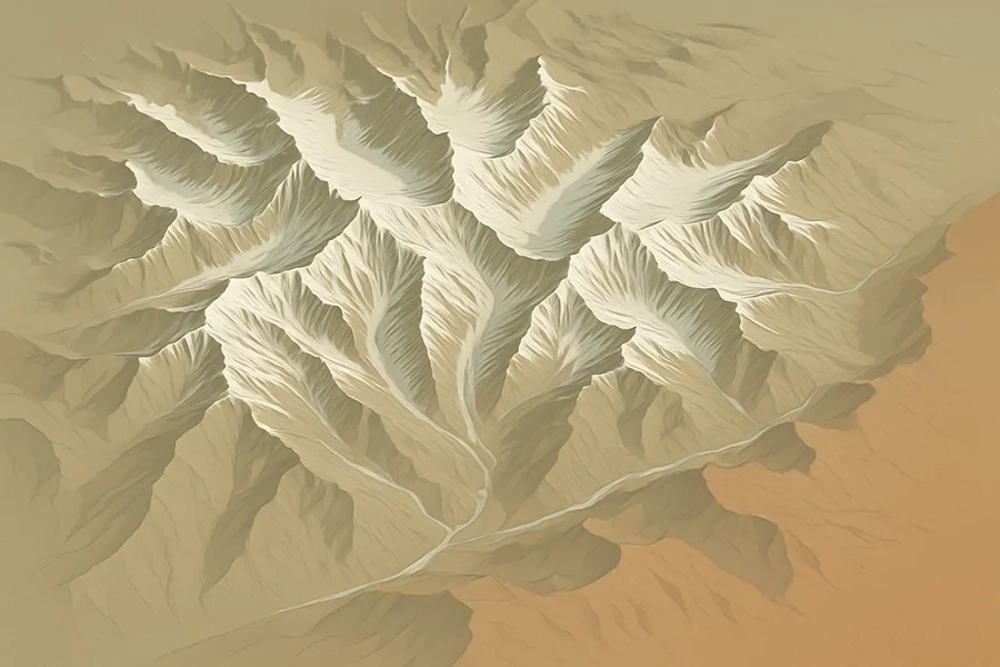 Illustration of Detailed 3D elevation map of High Mountain Asia, from WorldView and GeoEye satellite cameras (8 m detail)