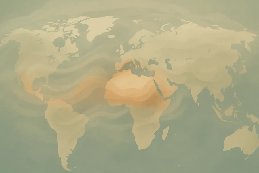 Illustration of How hazy the air is, every 3 hours, from NASA's MERRA-2 weather-model records