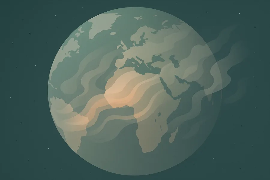 Illustration of How much haze, dust and smoke is in the air each hour, from NASA's MERRA-2 model