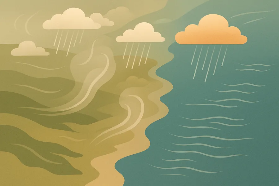 Illustration of Hourly surface heat, moisture and wind flows, from NASA's MERRA-2 weather record
