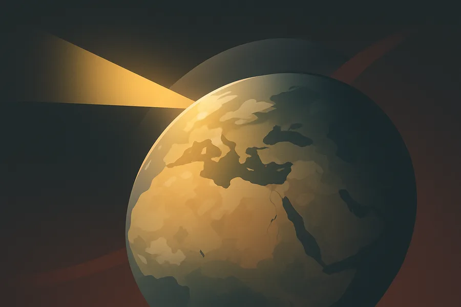 Illustration of Monthly sunlight and heat radiation, from NASA's MERRA-2 weather model (~0.5°)