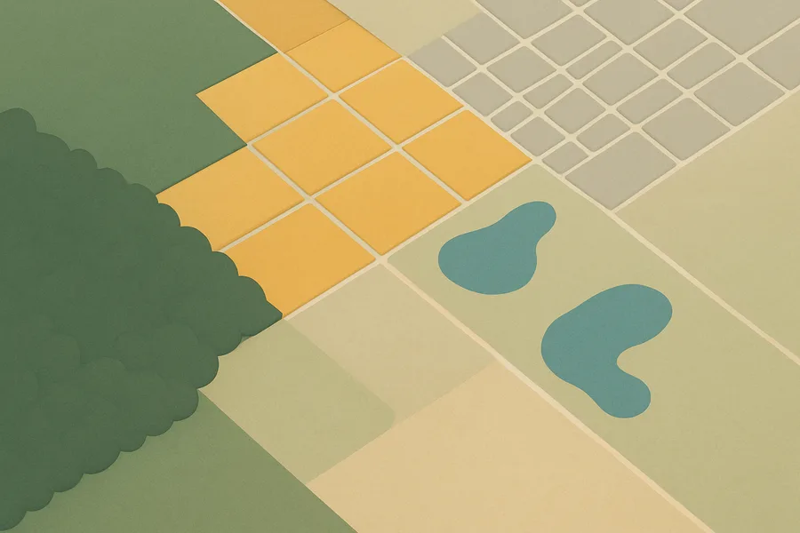 Illustration of What covers the land: forest, city, water, from NASA's MODIS on Terra and Aqua (yearly, 500 m detail)