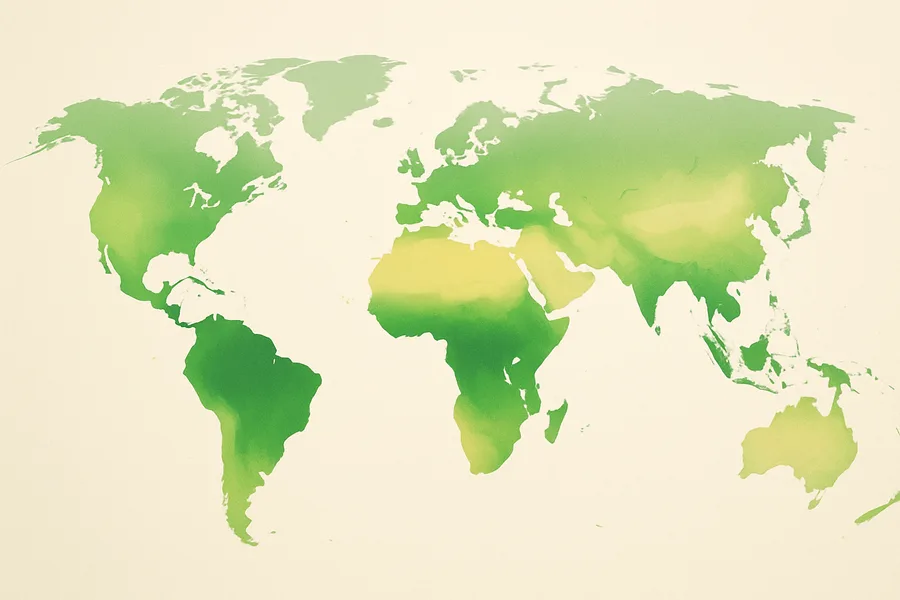 Illustration of How dense the leaf cover is, from NASA's MODIS sensors on Terra and Aqua (4-day, 500 m detail)