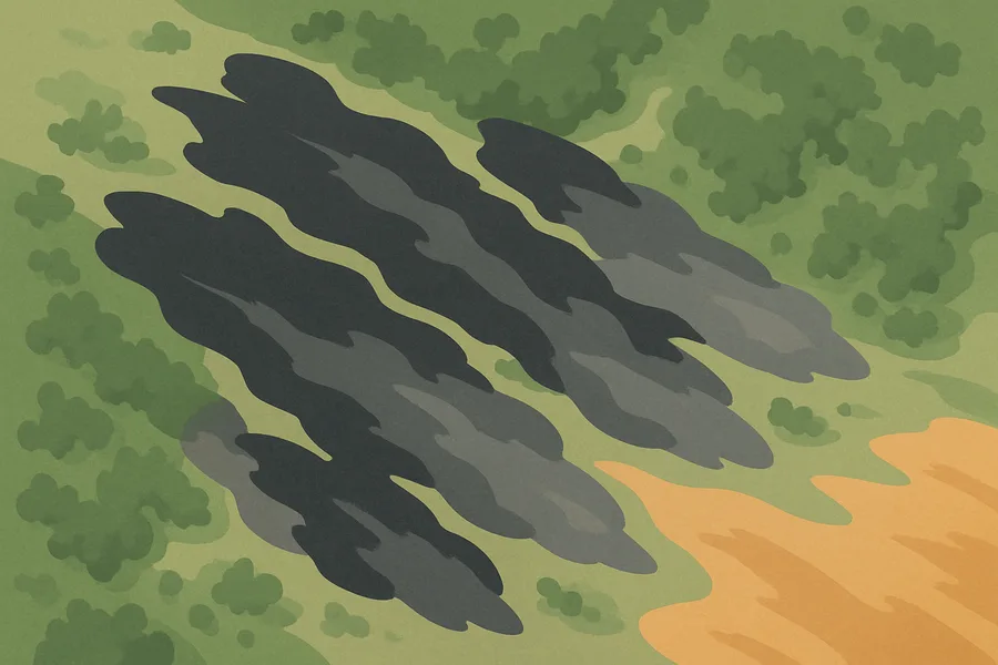 Illustration of How much land burned each month, from NASA's MODIS sensors on the Terra and Aqua satellites (500 m detail)