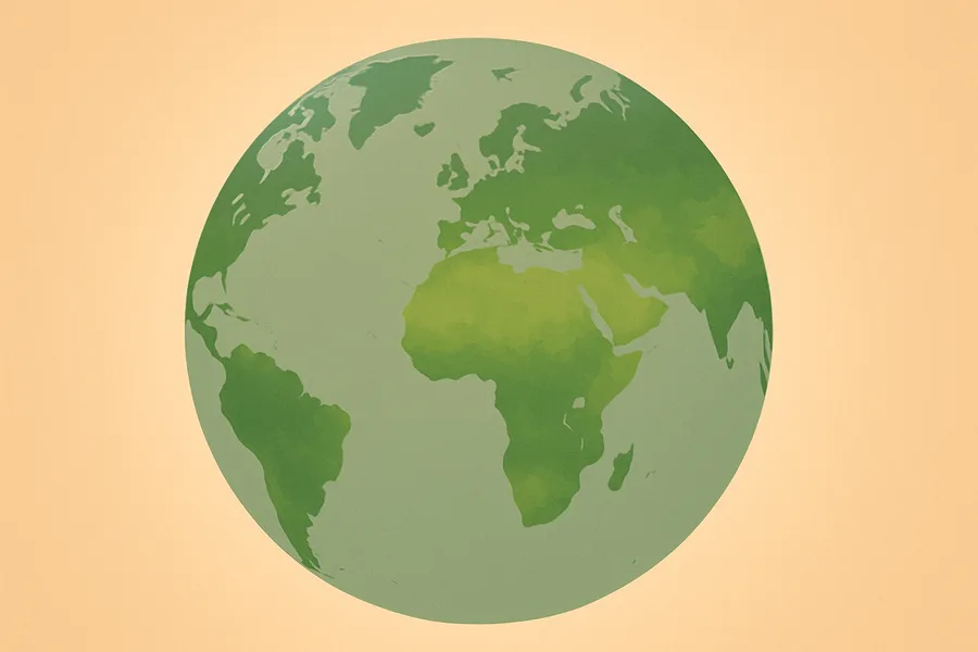 Illustration of How green the land is, gap-filled, from NASA's MODIS on Terra (every 8 days, 500 m detail)
