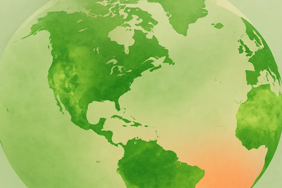 Illustration of How green the land is, gap-filled, from NASA's MODIS on Terra (8 days, 250 m detail)