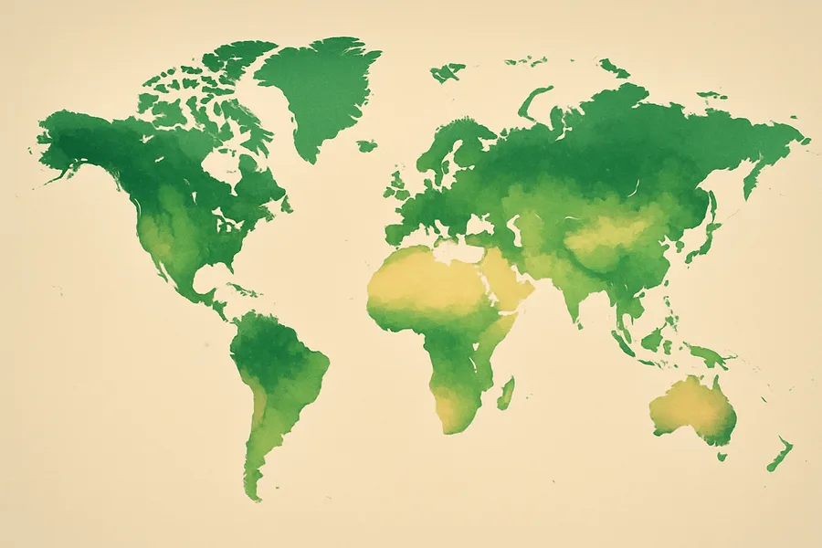 Illustration of How green the land is, from NASA's MODIS on Terra (every 16 days, ~1 km detail)