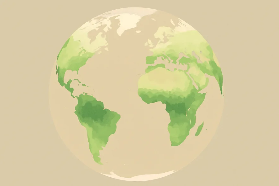 Illustration of How much plants grew over a year, from NASA's MODIS sensor on the Terra satellite (500 m detail)