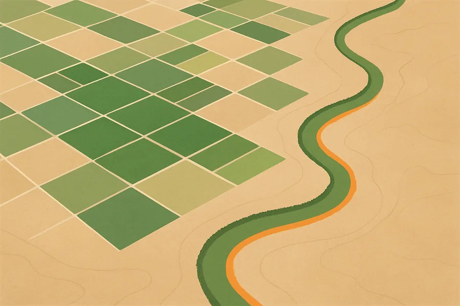 Illustration of How green and leafy the land is, from NASA's MODIS sensor on the Aqua satellite (~250 m, every 16 days)
