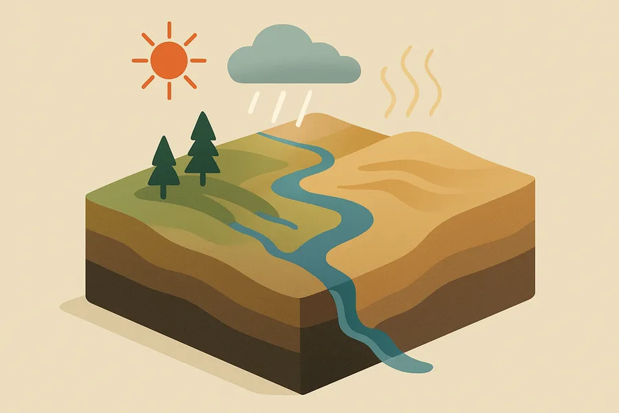 Illustration of Hourly soil water, heat and energy over the US, from NASA's NLDAS Noah land model