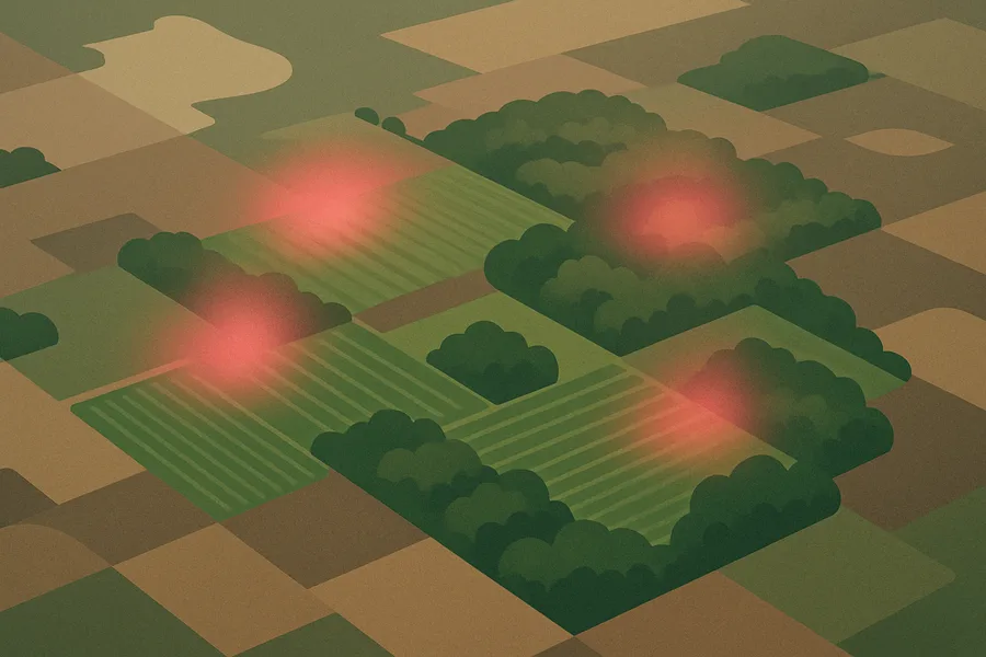 Illustration of Faint glow from photosynthesizing plants, from NASA's OCO-2 satellite (daily)