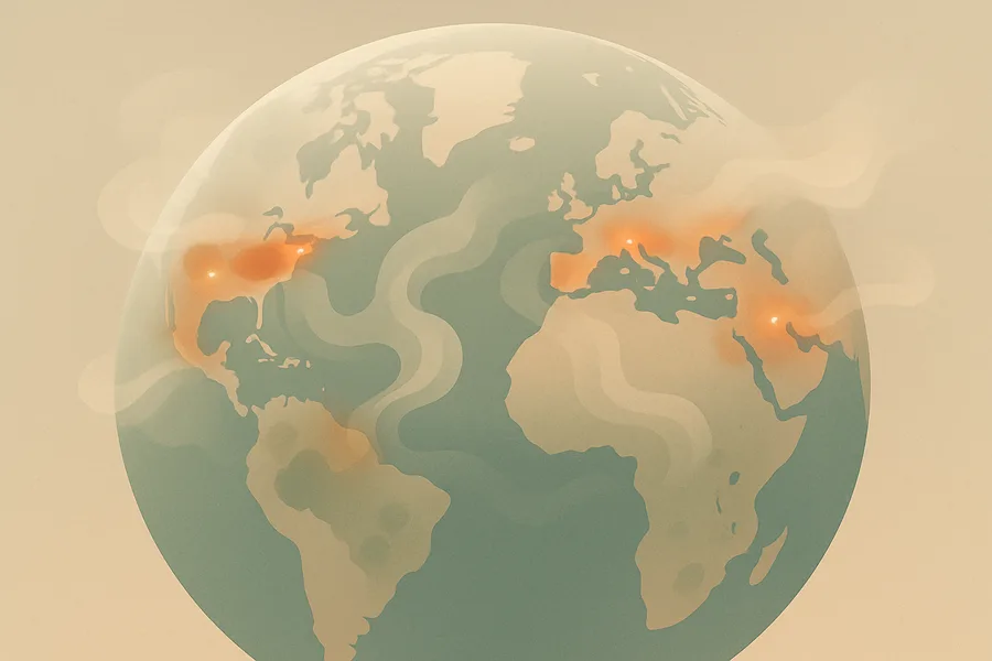 Illustration of Carbon dioxide in the air overhead, daily, from NASA's OCO-3 on the Space Station