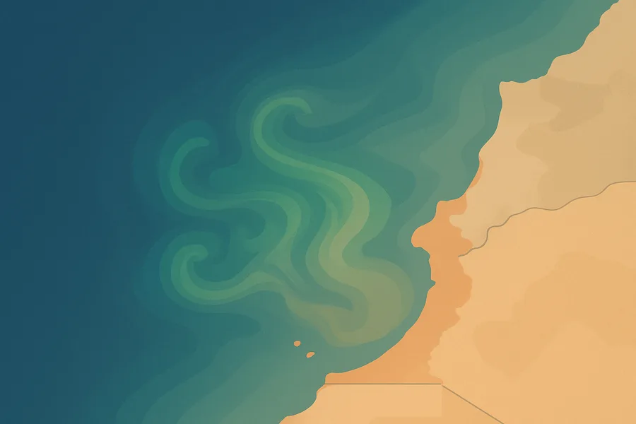 Illustration of Ocean colour and tiny plant life, from ESA's OLCI sensor on Sentinel-3A