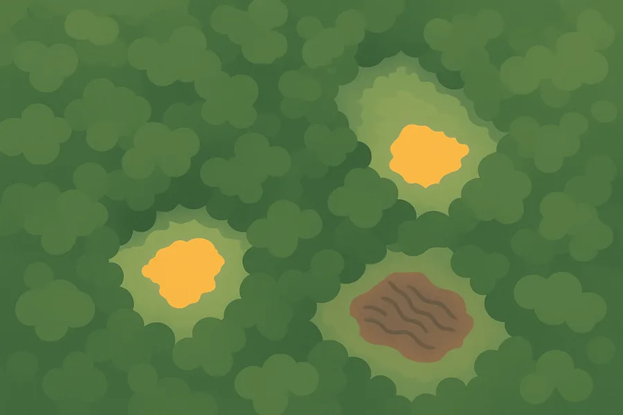 Illustration of Alerts where plants were suddenly lost or damaged, from Landsat and ESA's Sentinel-2 (30 m detail)