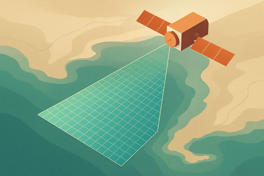 Illustration of Prepped ocean-colour camera images, from NASA's OCI sensor on the PACE satellite