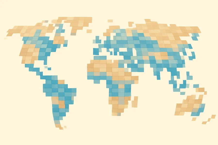 Illustration of How wet the soil is, near-real-time, from NASA's SMAP satellite (~36 km detail)