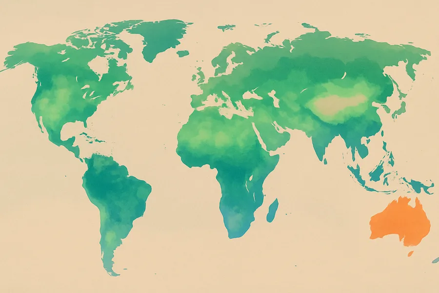 Illustration of How wet the top of the soil is each day, from NASA's SMAP satellite (9 km detail)