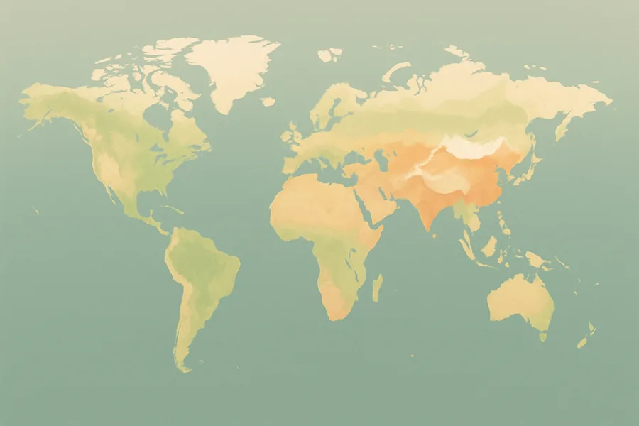 Illustration of Ground elevation map of the world, from NASA's Shuttle Radar mission (90 m detail)