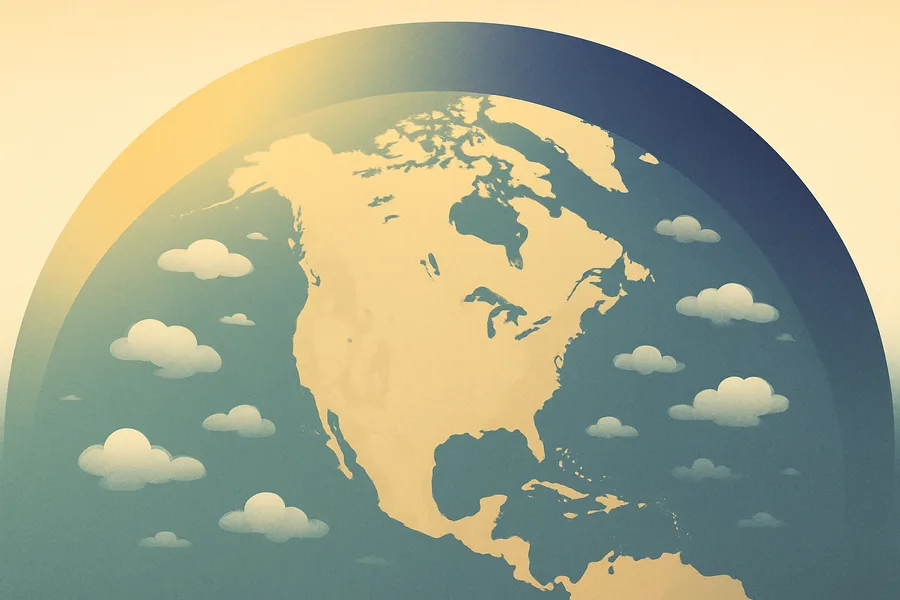 Illustration of Total ozone overhead, hourly over North America, from NASA's TEMPO instrument