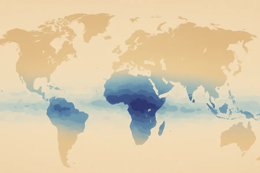 Illustration of How much it rained each day, from the TRMM satellite network (0.25°)