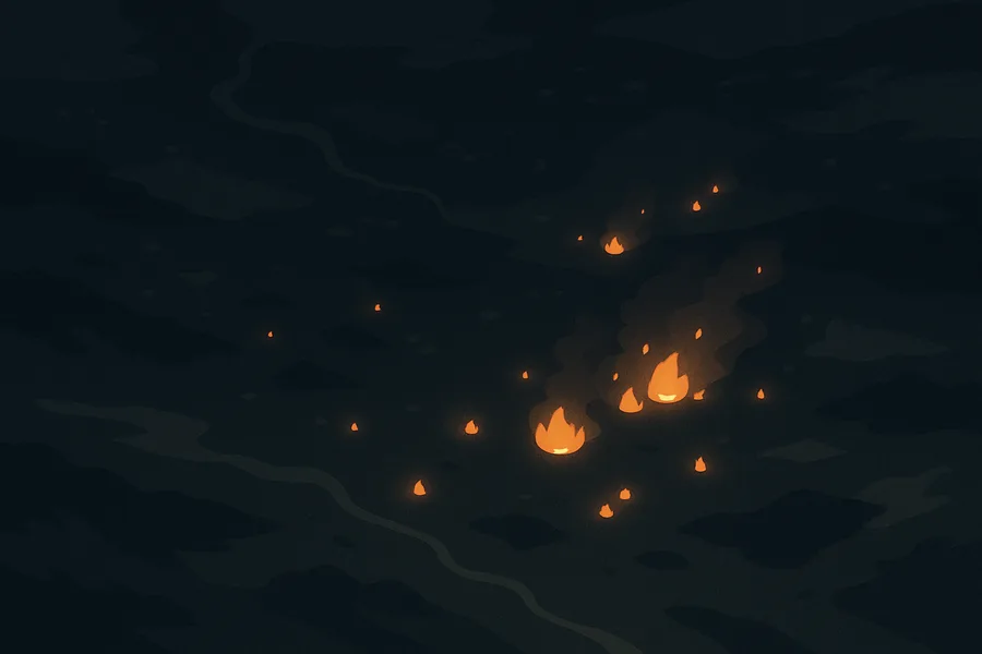 Illustration of Where fires are burning, from NASA's VIIRS sensor on the NOAA-20 satellite (750 m detail)