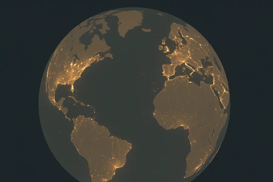 Illustration of Night-time lights, moonlight-corrected and gap-filled, from NASA's VIIRS on NOAA-20