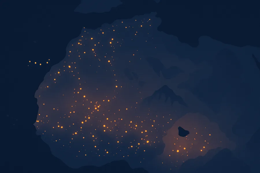 Illustration of How hot the land is at night each day, from NASA's VIIRS sensor on Suomi-NPP (1 km detail)