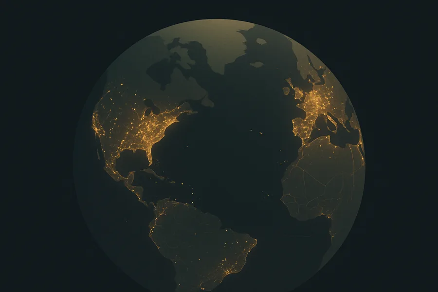 Illustration of How brightly the ground glows at night each month, from NASA's VIIRS on Suomi-NPP